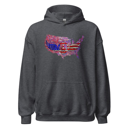 Military Patriotic Distressed USA Flag Graphic Unisex Dark Hoodie