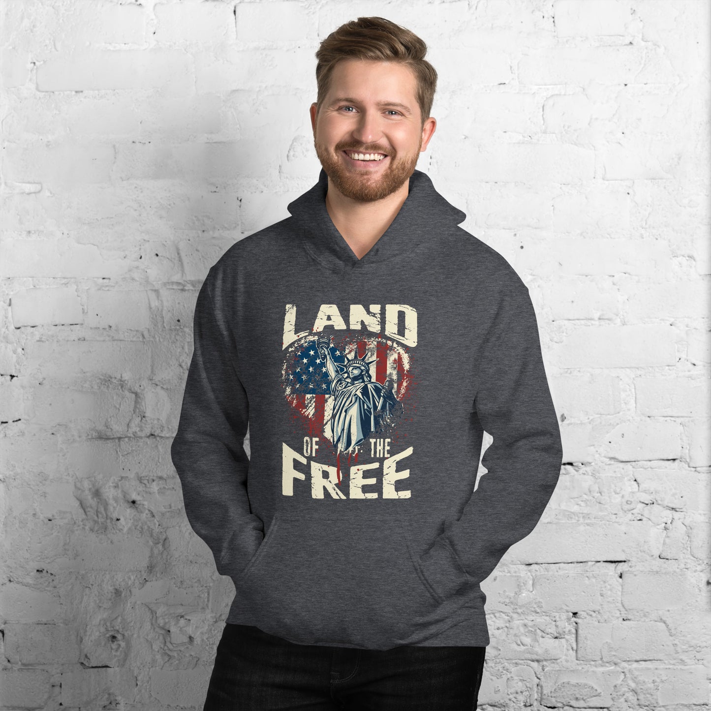 Vintage America Land Of Free Flag Statue Of Liberty Unisex Dark Hoodie