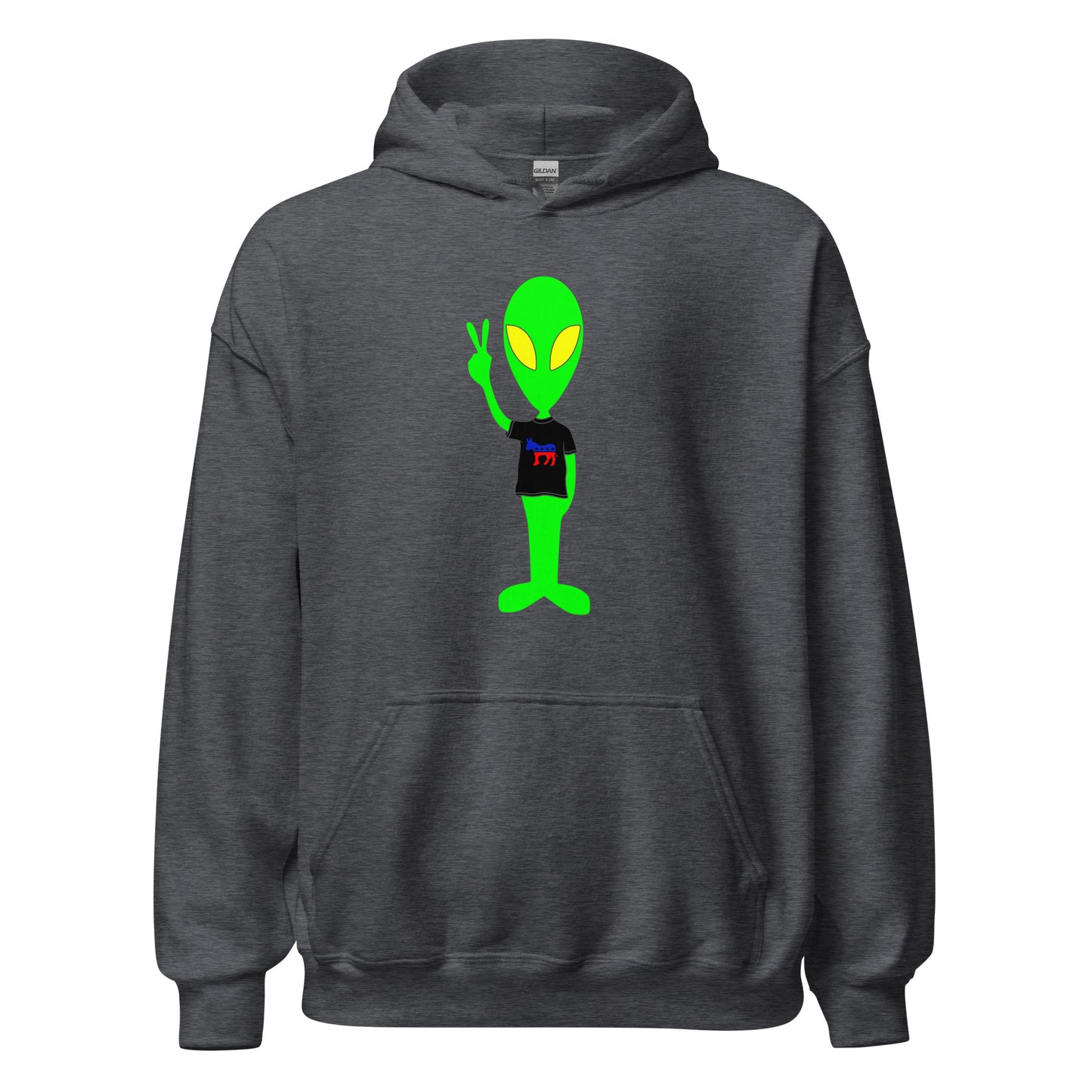 Donkey Liberal Democrats Alien Peace Sign USA Unisex Dark Hoodie