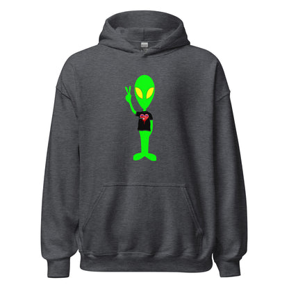 Alien Peace Sign Democrat Republican Broken Heart Unisex Dark Hoodie