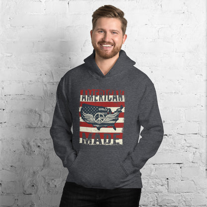 Patriot Distressed American Made USA Flag Military Unisex Dark Hoodie