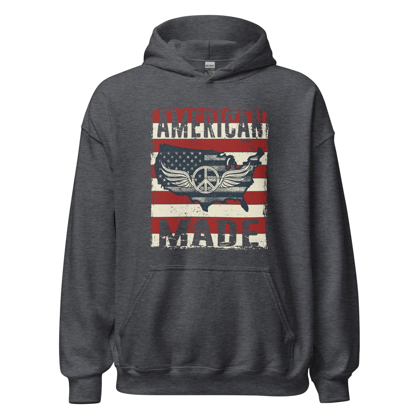 Patriot Distressed American Made USA Flag Military Unisex Dark Hoodie