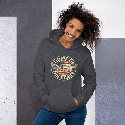 Home Of The Brave Vintage Military Veteran Unisex Dark Hoodie