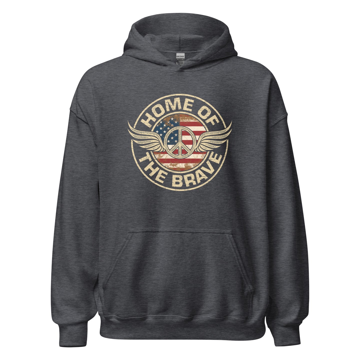 Home Of The Brave Vintage Military Veteran Unisex Dark Hoodie