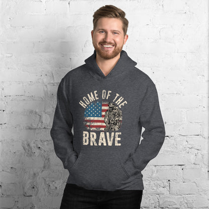 Vintage Military Patriot Home Of The Brave Unisex Dark Hoodie