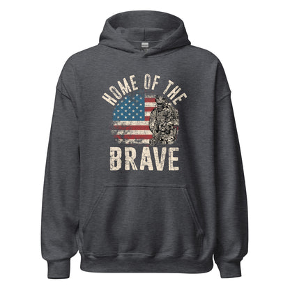 Vintage Military Patriot Home Of The Brave Unisex Dark Hoodie