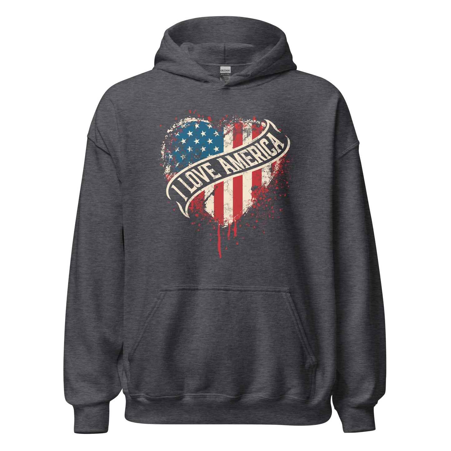 I Love America Vintage USA Map Unisex Dark Hoodie