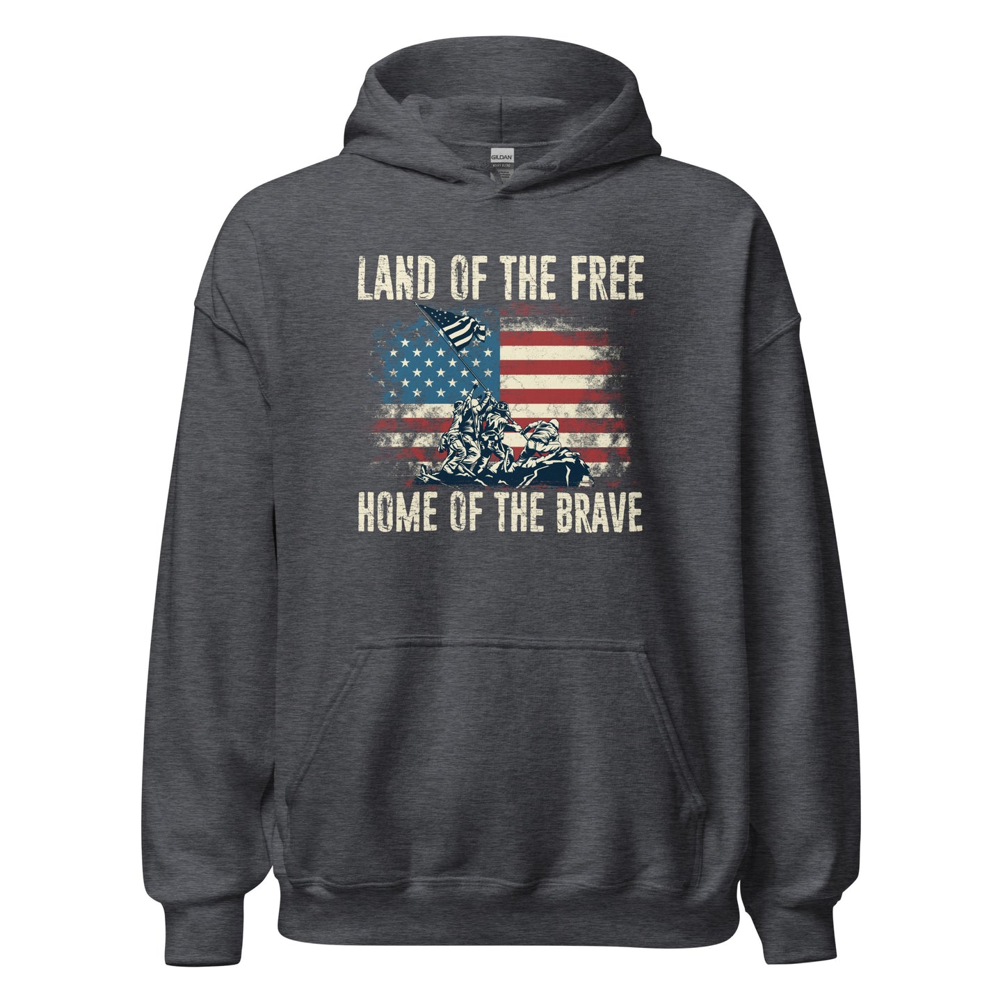 Vintage Land Of The Free Home Of The Brave Unisex Dark Hoodie