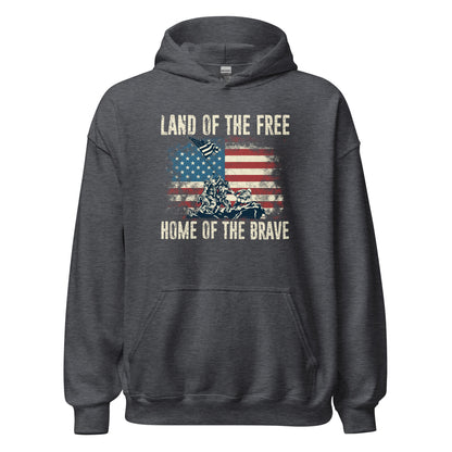 Vintage Land Of The Free Home Of The Brave Unisex Dark Hoodie