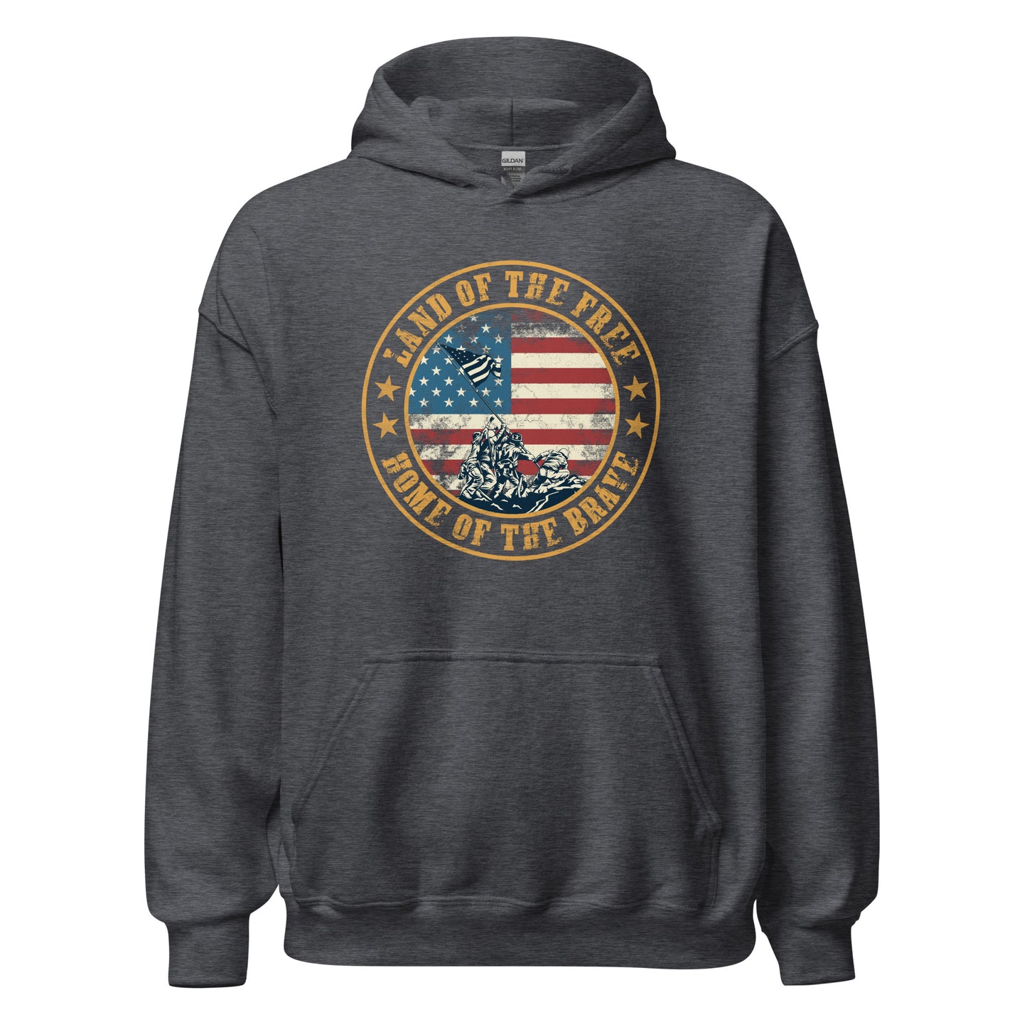 Land Of The Free Home Of The Brave Military Patriot Unisex Dark Hoodie