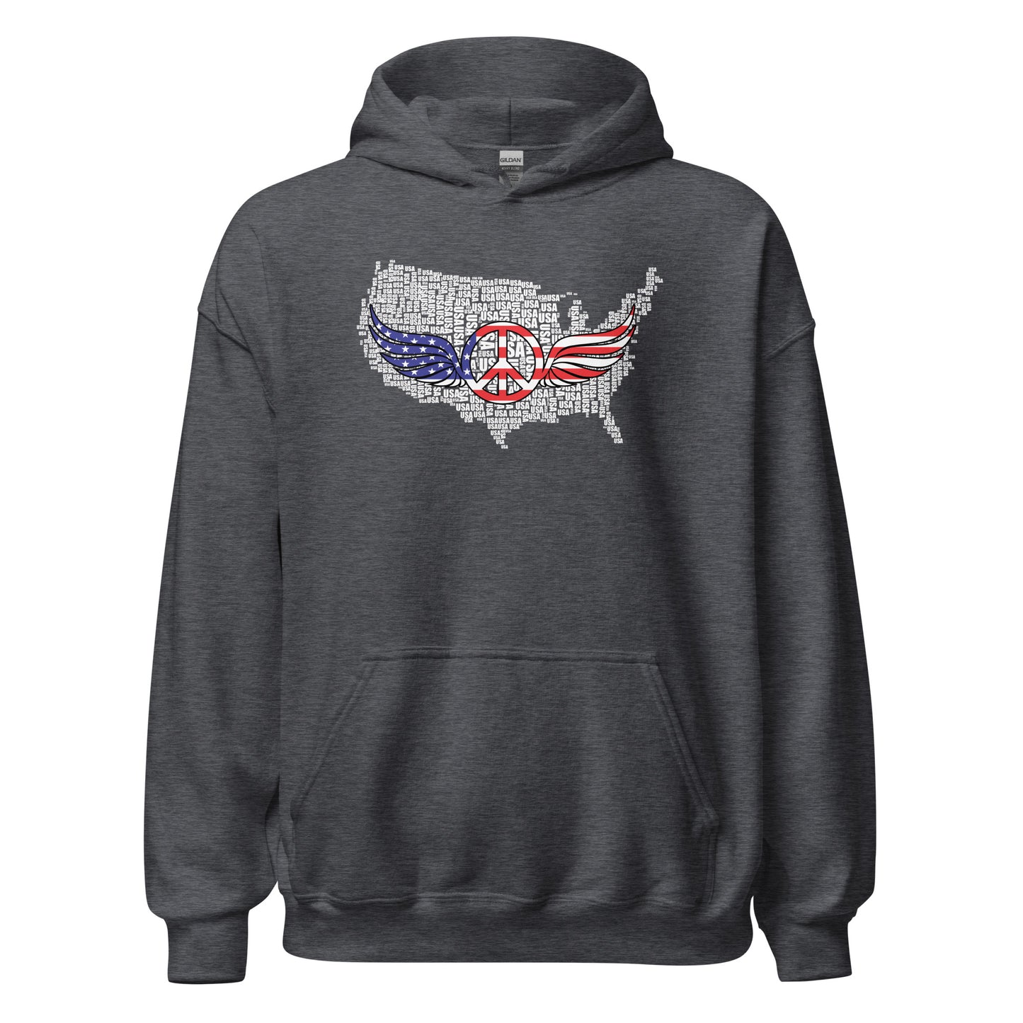 American Flag Peace Symbol Wings Unisex Dark Hoodie