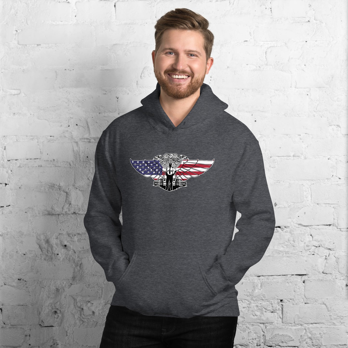 Brave Law Enforcer Patriotic American Police Hero Unisex Dark Hoodie