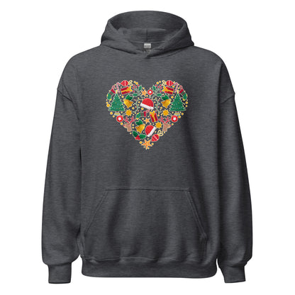 Christmass Heart I Love Christmass Unisex Dark Hoodie