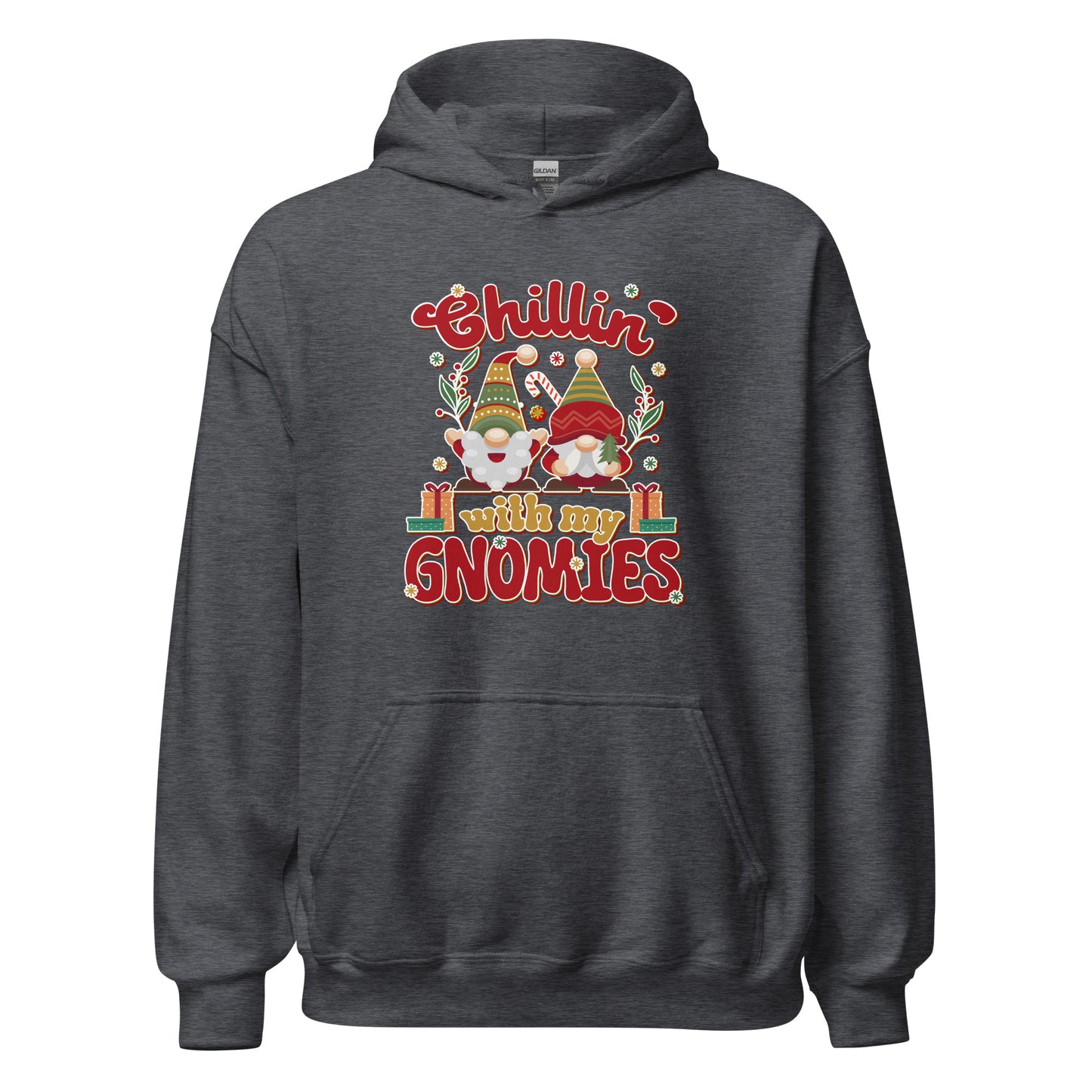 chillin with my gnomies Christmass Unisex Dark Hoodie