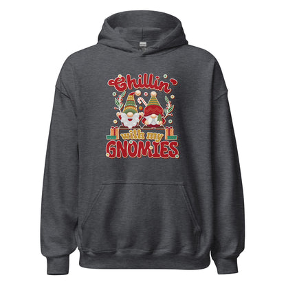 chillin with my gnomies Christmass Unisex Dark Hoodie