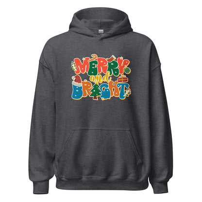 Merry and Bright Joyful Merry Christmas Unisex Dark Hoodie