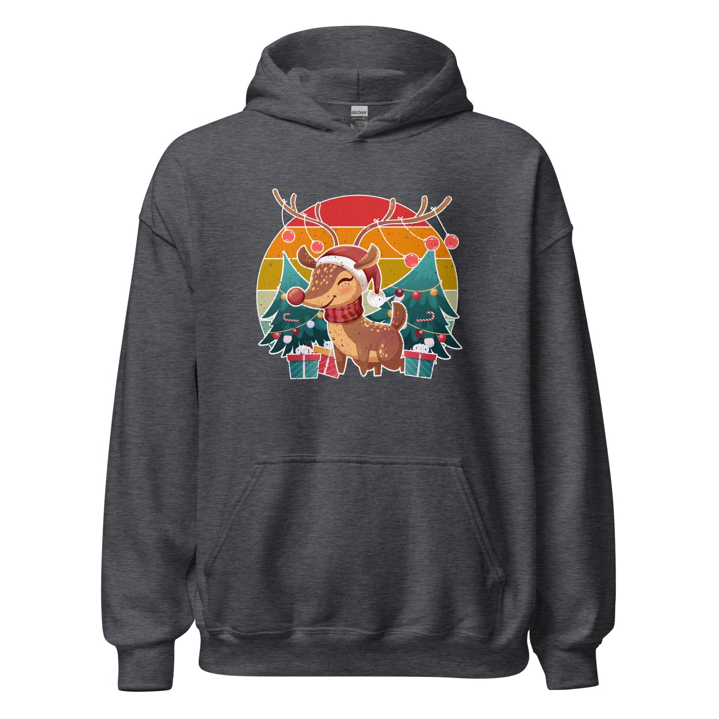 Christmas Vintage Reindeer Classic Winter Unisex Dark Hoodie