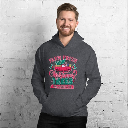 Farm Fresh Christmas Trees Pine Spruce Fir Xmas Unisex Dark Hoodie