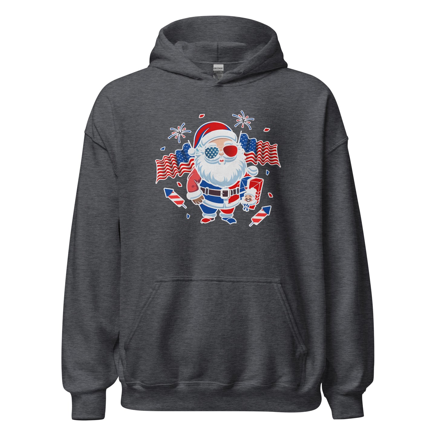 Patriotic Santa Claus USA Military Veteran Xmas Unisex Dark Hoodie