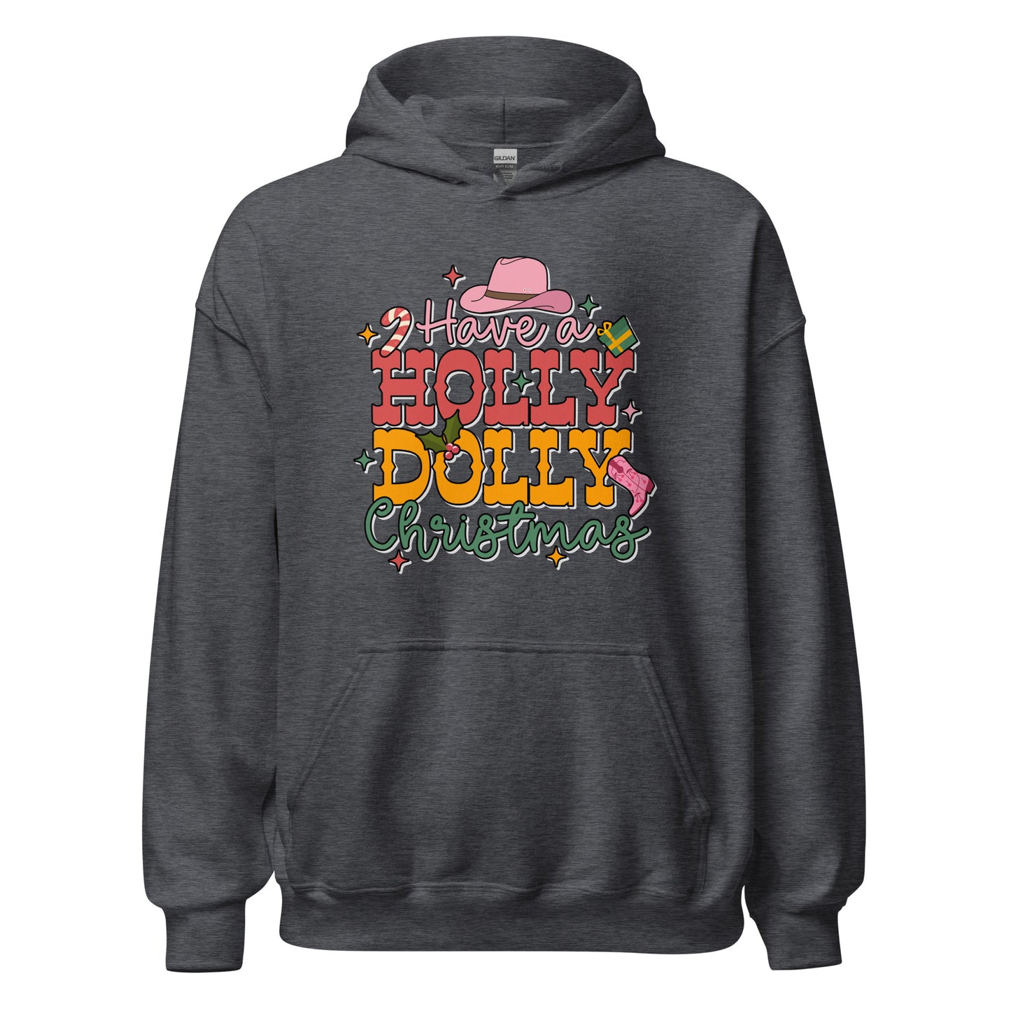 Have A Holly Dolly Christmas Western Christmas Unisex Dark Hoodie