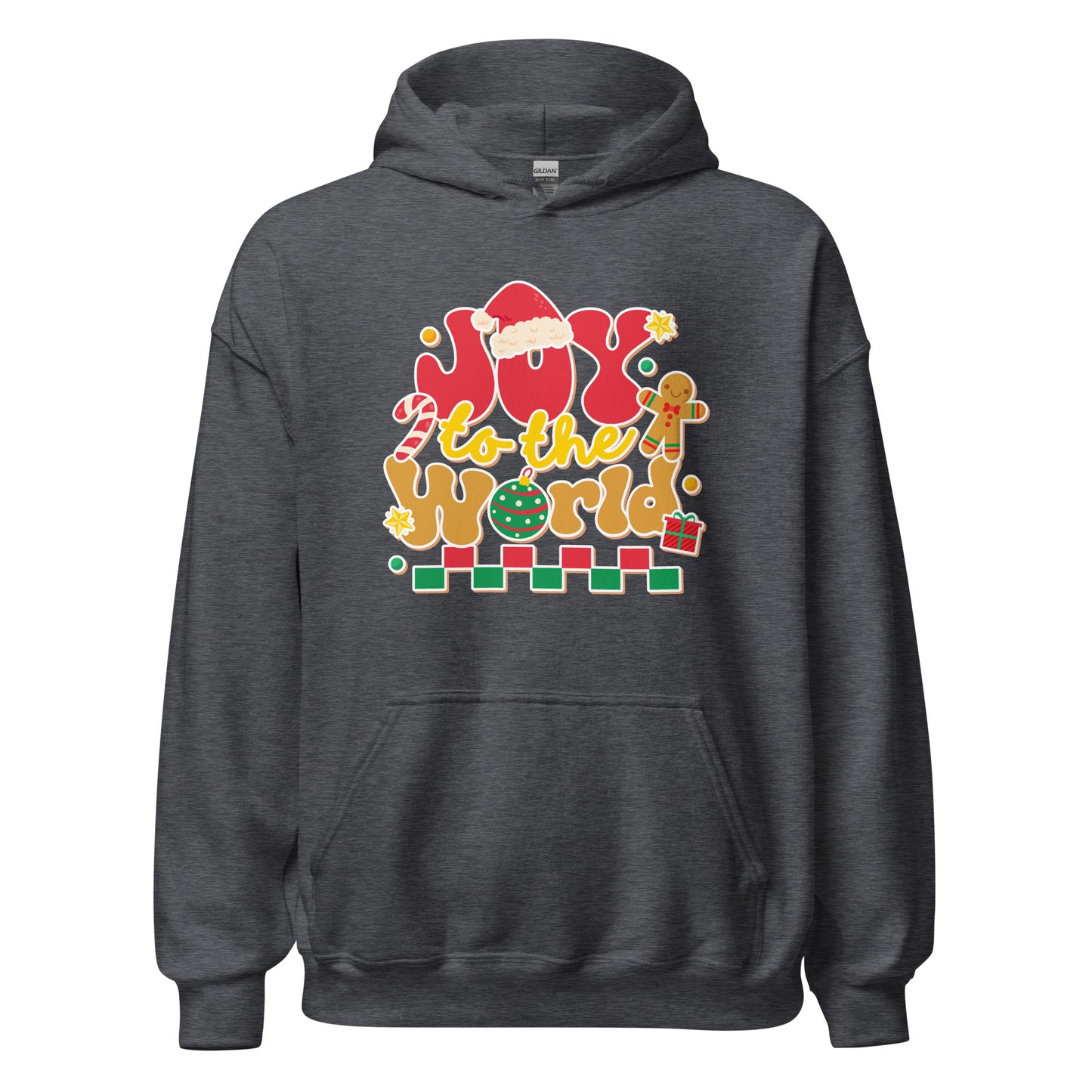 Joy To The World Santa Hat Joyful Christmas Unisex Dark Hoodie