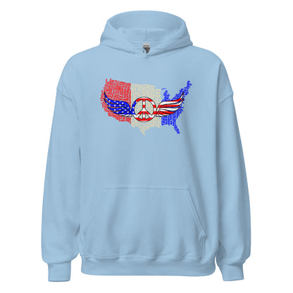 Patriot USA Flag Peace Sign Symbol Distressed Unisex Light Hoodie