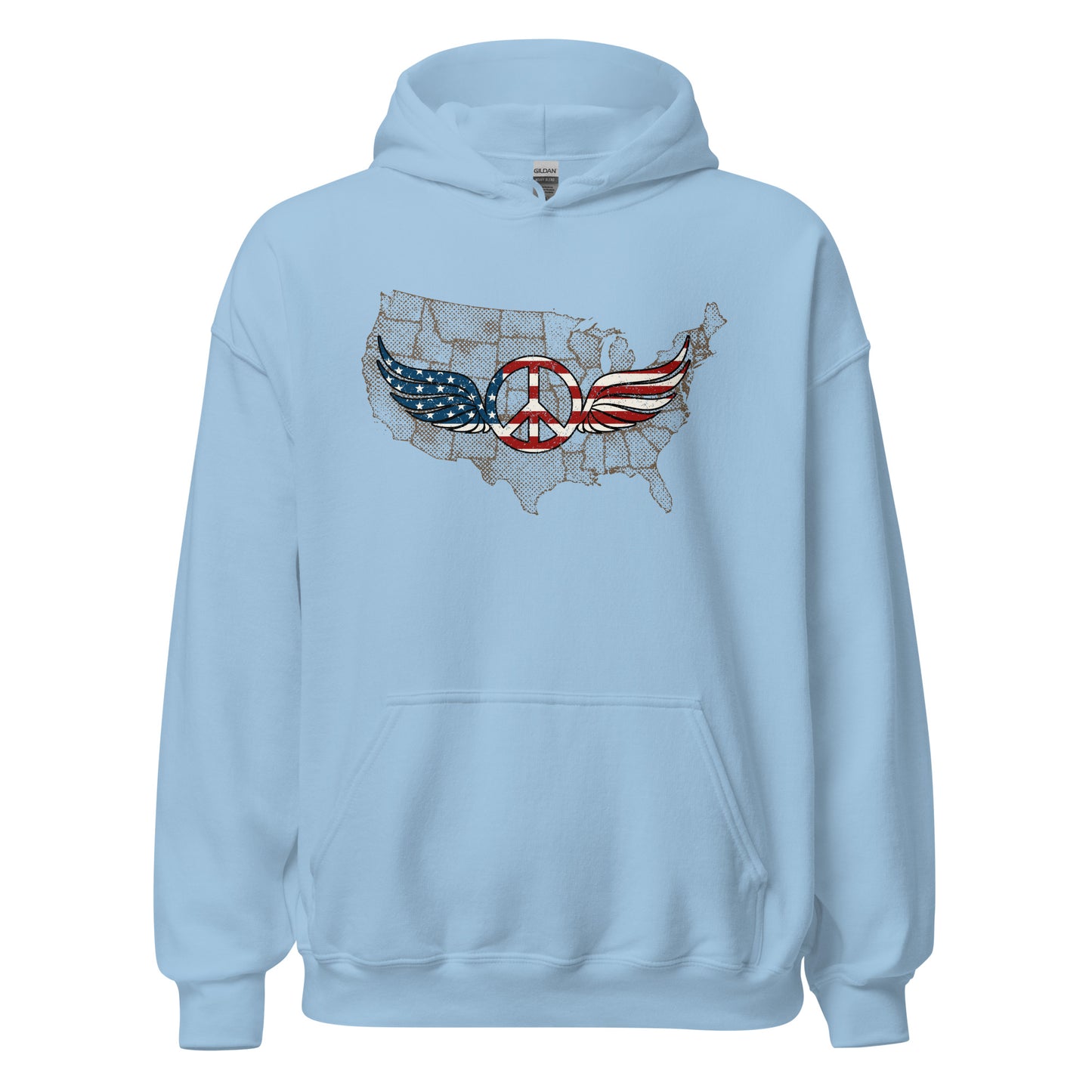 Stars And Stripes Peace Wings Sign Patriot Unisex Light Hoodie