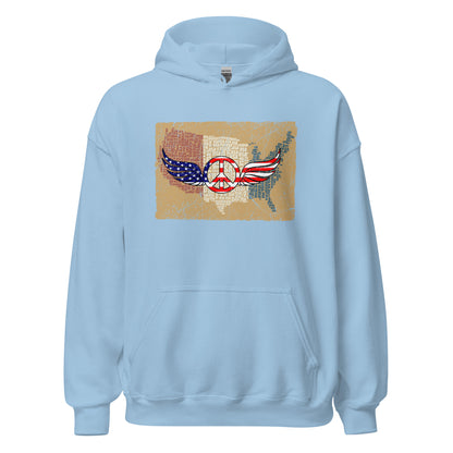 Vintage Red White Blue Peace Wings Symbol Unisex Light Hoodie