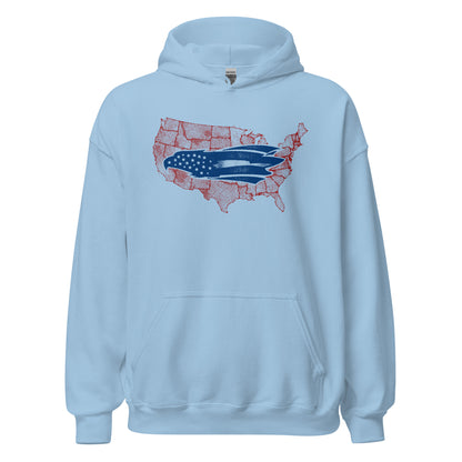 Veterans Gift Patriotic American Eagle USA Map Unisex Light Hoodie