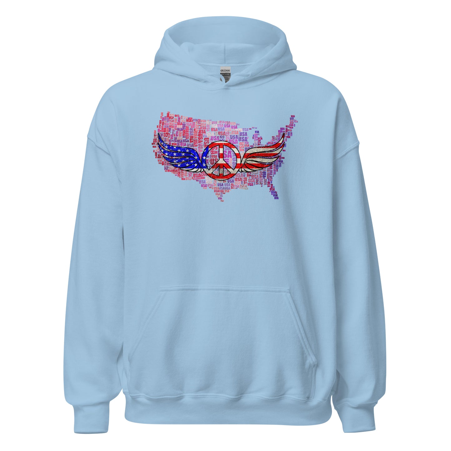 Military Patriotic Distressed USA Flag Graphic Unisex Light Hoodie