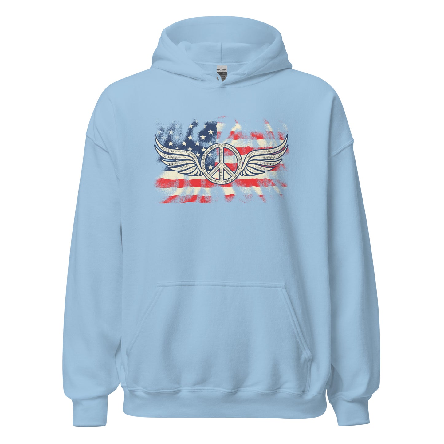 Military American Patriots Distressed Peace Sign Unisex Light Hoodie