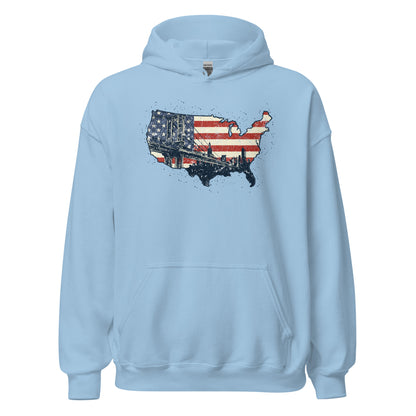 Vintage New York America Flag Patriot Military Unisex Light Hoodie