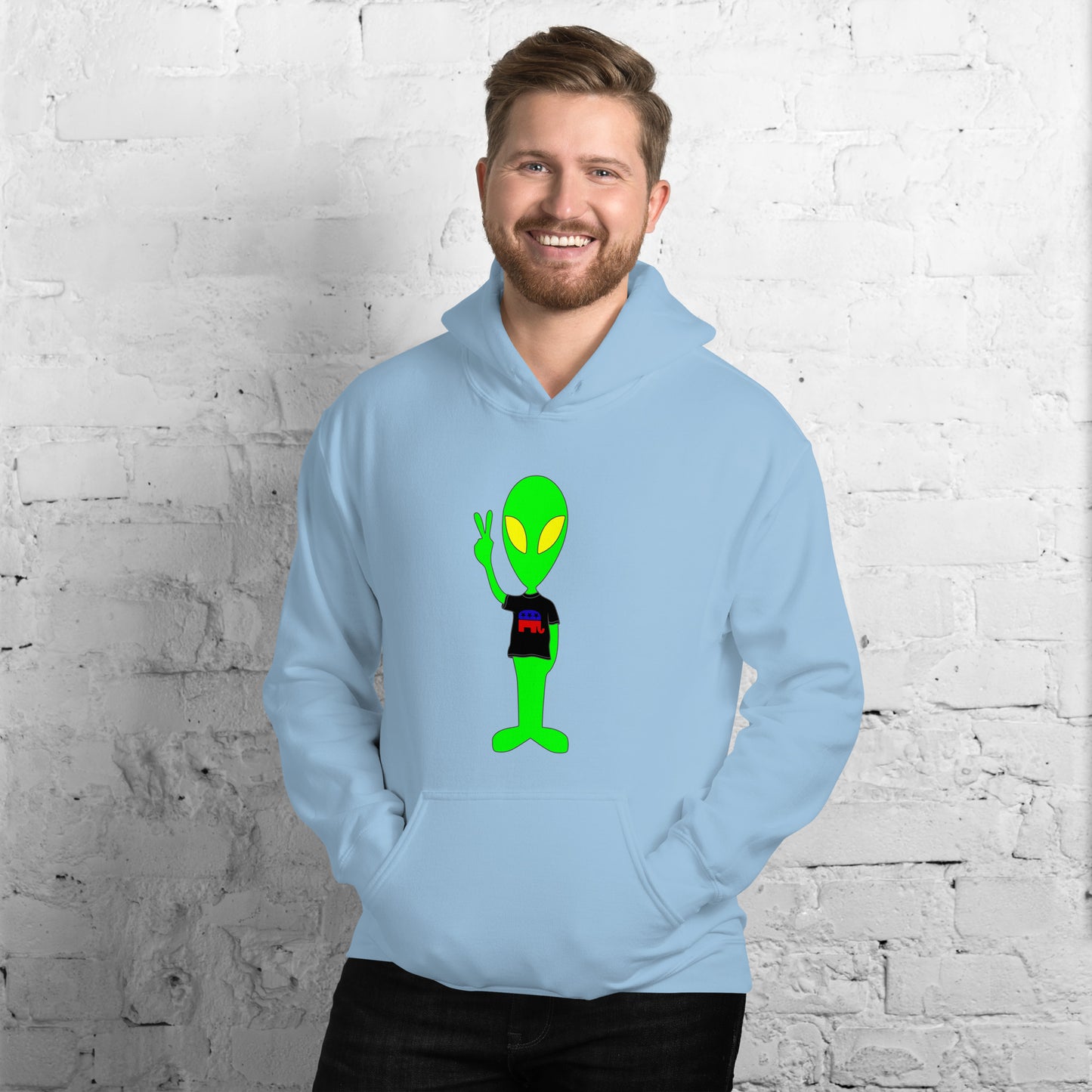 Alien Peace Sign Elephant Republican Unisex Light Hoodie