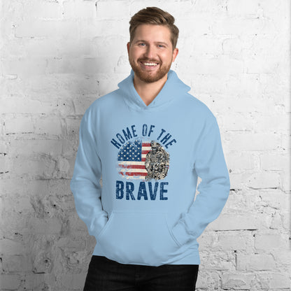 Vintage Military Patriot Home Of The Brave Unisex Light Hoodie