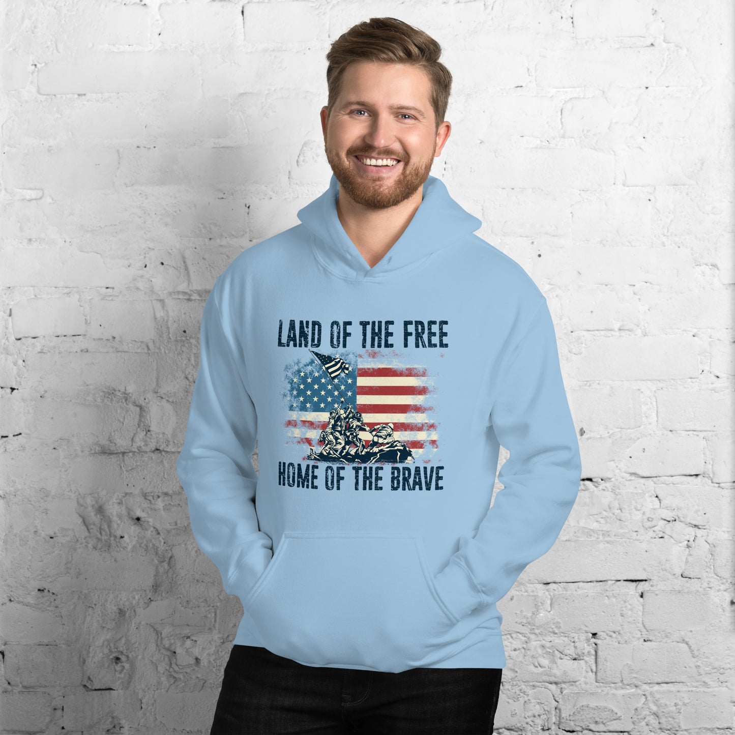 Vintage Land Of The Free Home Of The Brave Unisex Light Hoodie