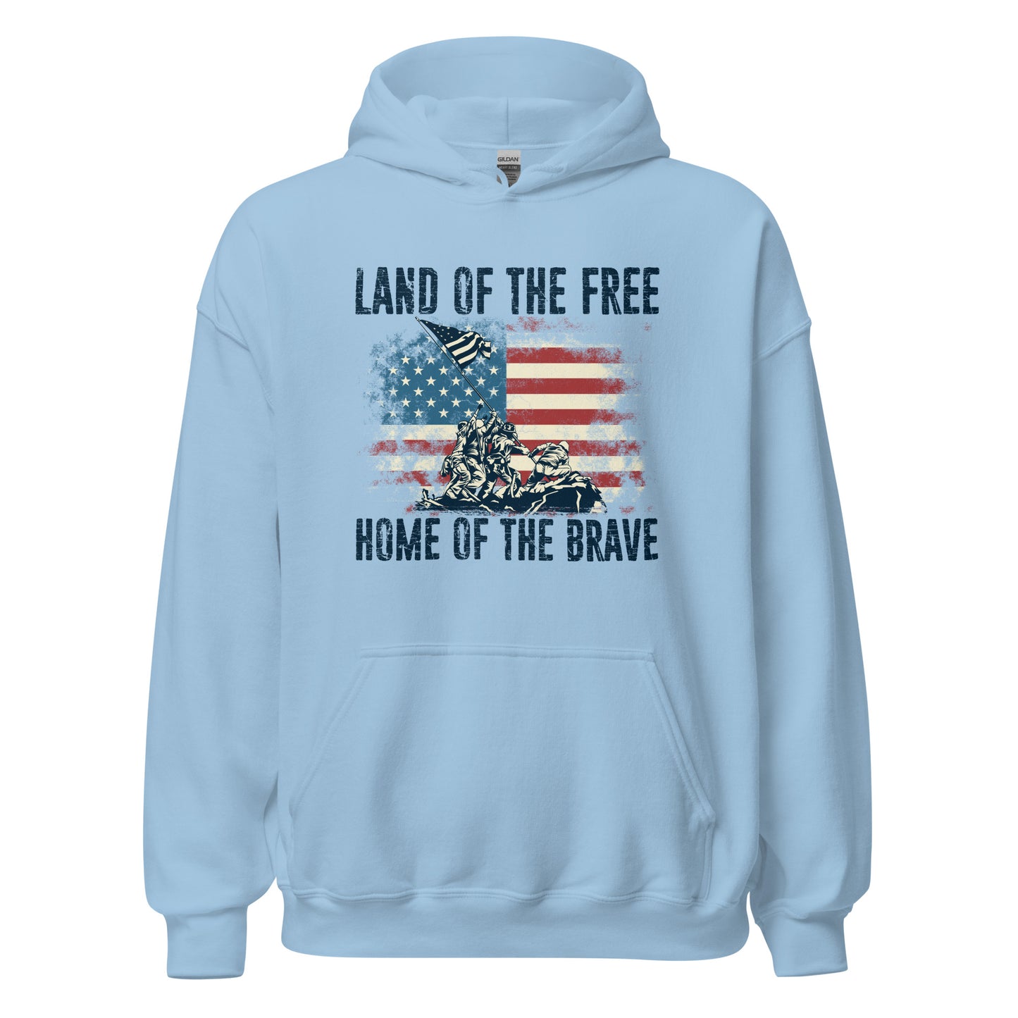 Vintage Land Of The Free Home Of The Brave Unisex Light Hoodie