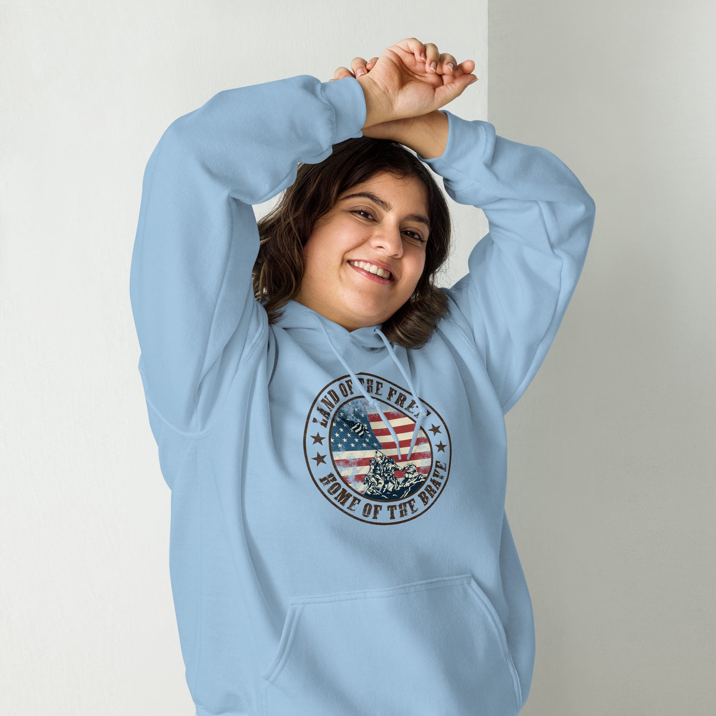 Land Of The Free Home Of The Brave Military Patriot Unisex Light Hoodie