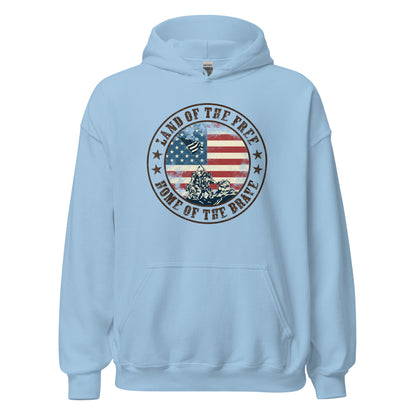 Land Of The Free Home Of The Brave Military Patriot Unisex Light Hoodie