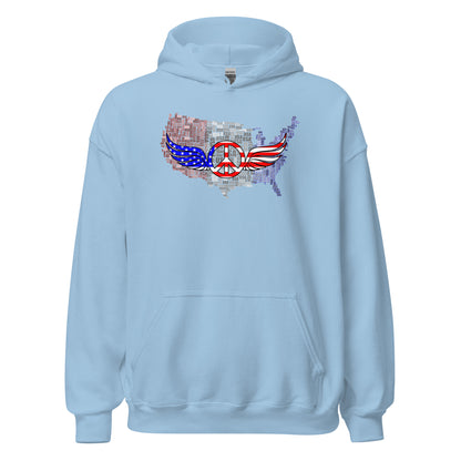 Patriotic T-Shirt USA Flag Peace With Wings Symbol Unisex Light Hoodie