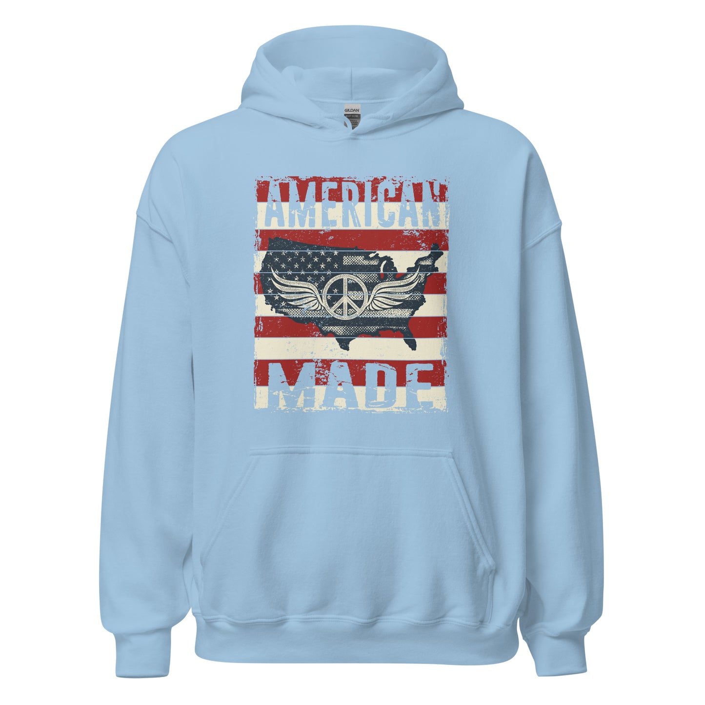 Patriot Distressed American Made USA Flag Military Unisex Light Hoodie