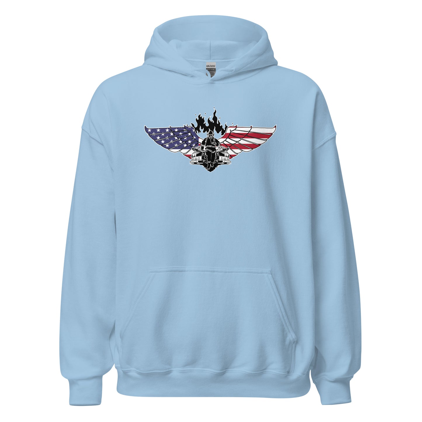 American Patriotic Firefighter Hero Dedication Unisex Light Hoodie