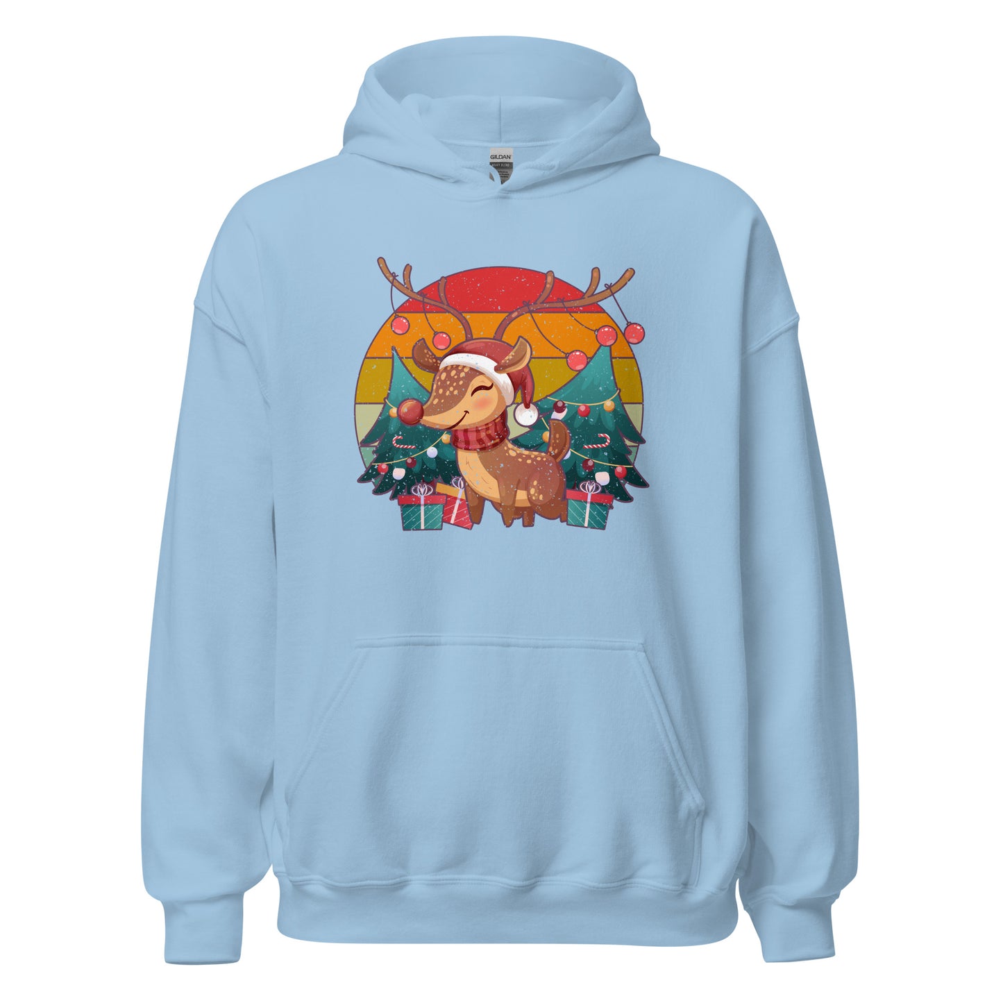 Christmas Vintage Reindeer Classic Winter Unisex Light Hoodie