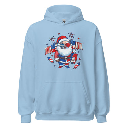 Patriotic Santa Claus USA Military Veteran Xmas Unisex Light Hoodie