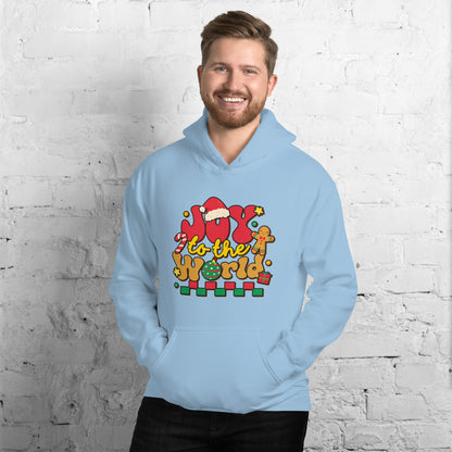 Joy To The World Santa Hat Joyful Christmas Unisex Light Hoodie