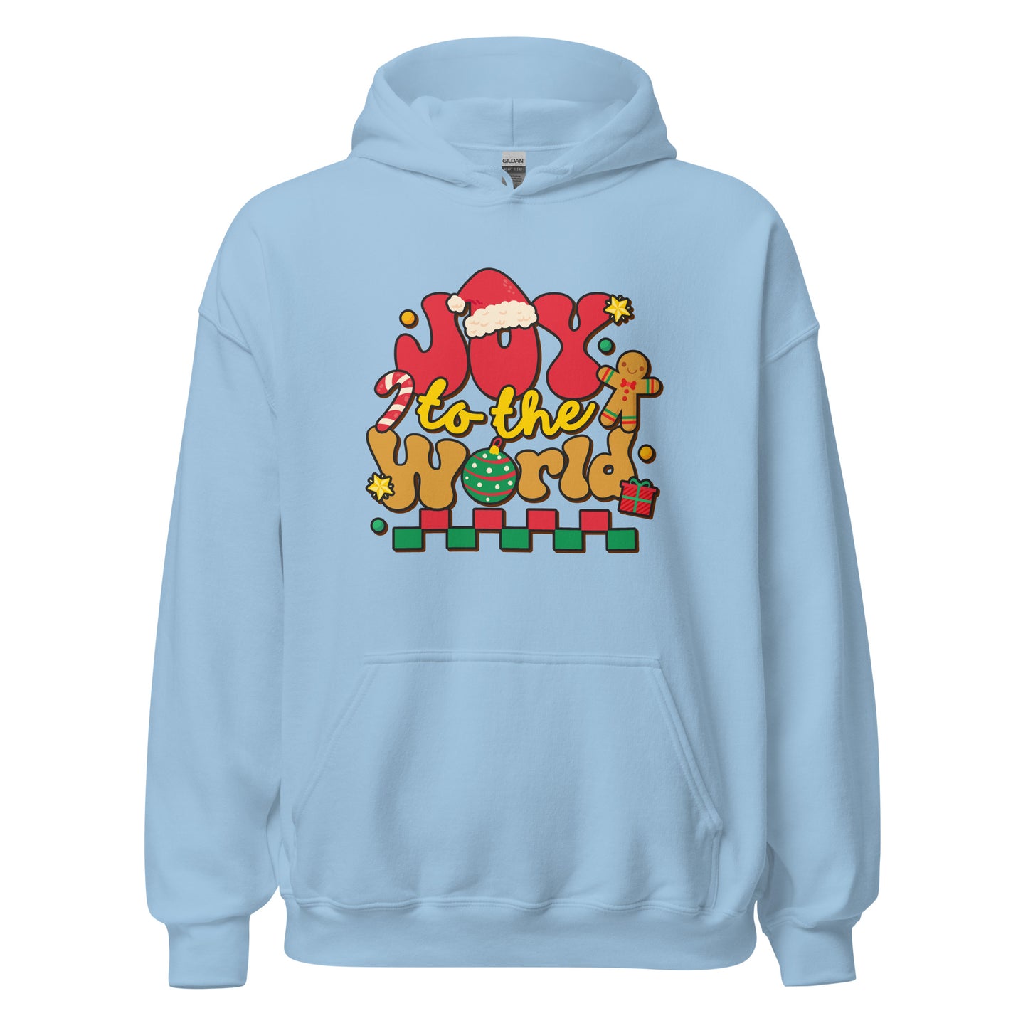 Joy To The World Santa Hat Joyful Christmas Unisex Light Hoodie