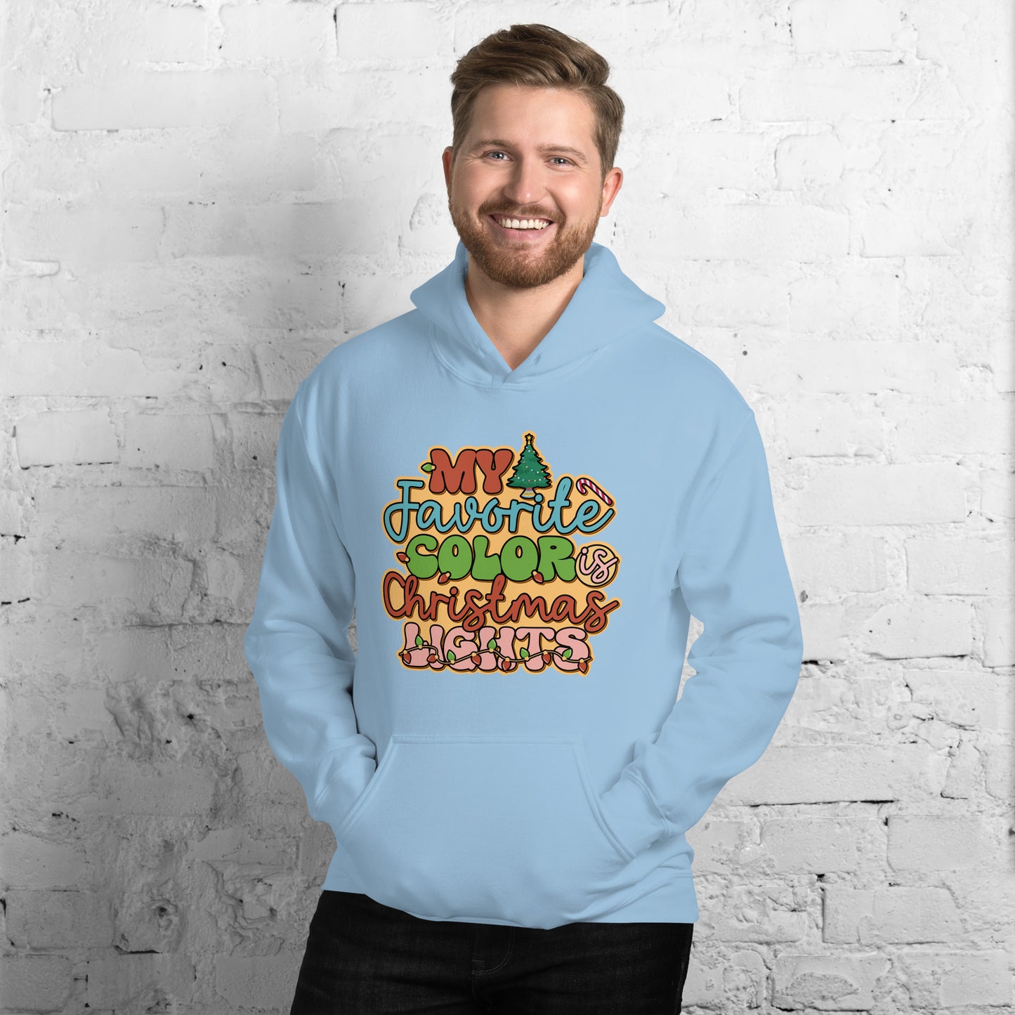 My Favorite Color Is Christmas Lights Family Xmas Unisex Light Hoodie