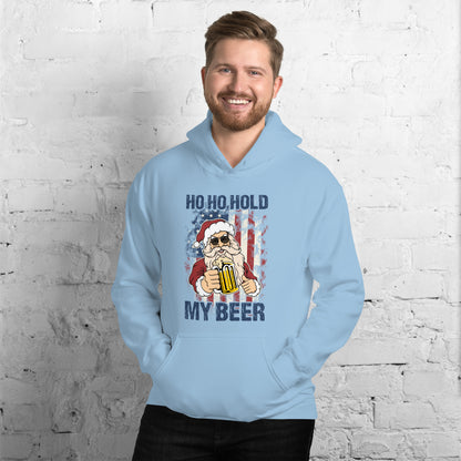 Ho Ho Hold My Beer Christmas In July Unisex Light Hoodie