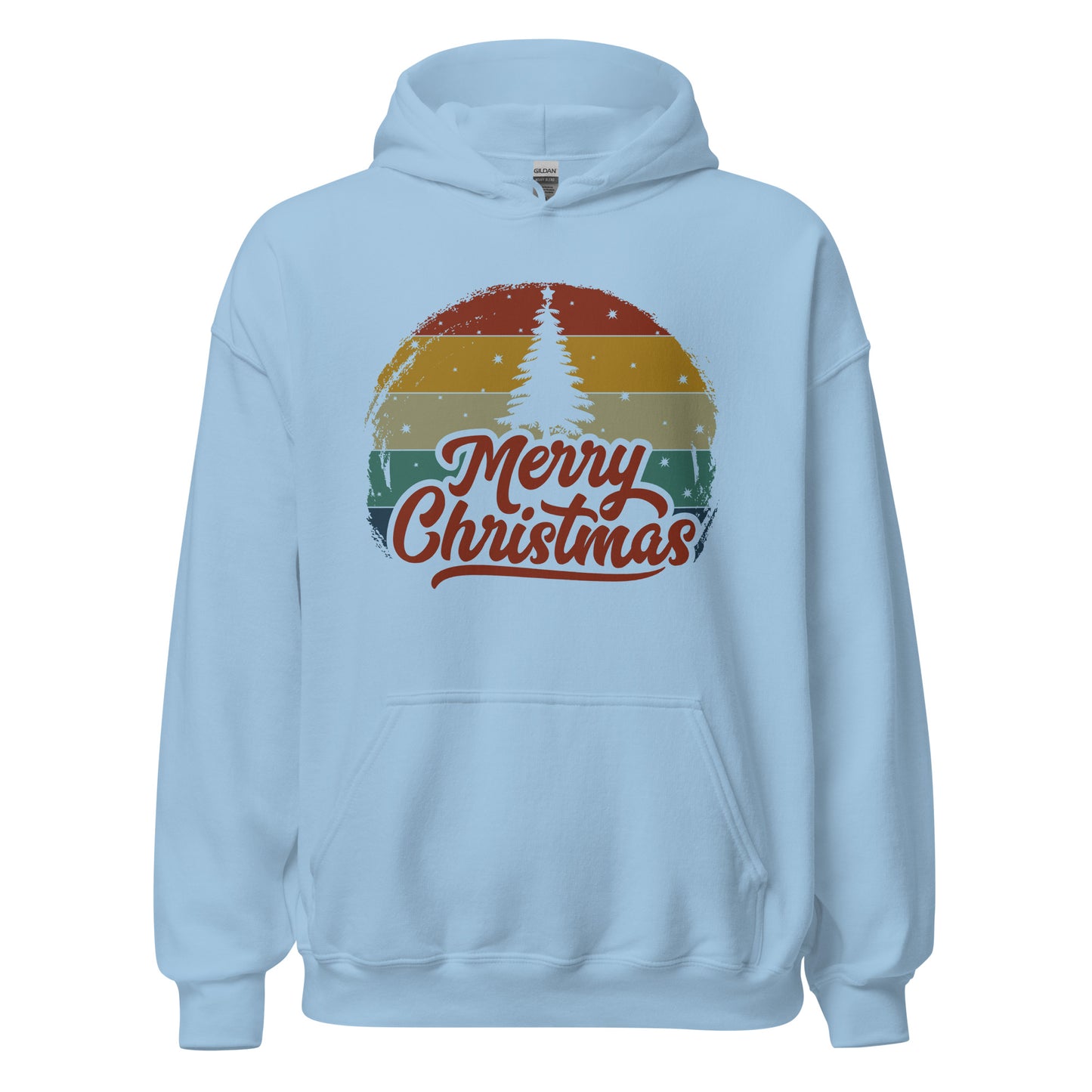 Retro Merry Christmas Holiday Tree Xmas Unisex Light Hoodie