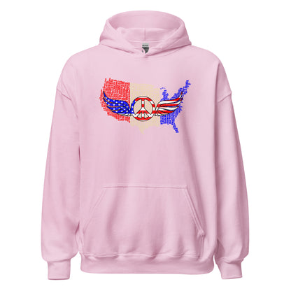 Patriot USA Flag Peace Sign Symbol Distressed Unisex Light Hoodie