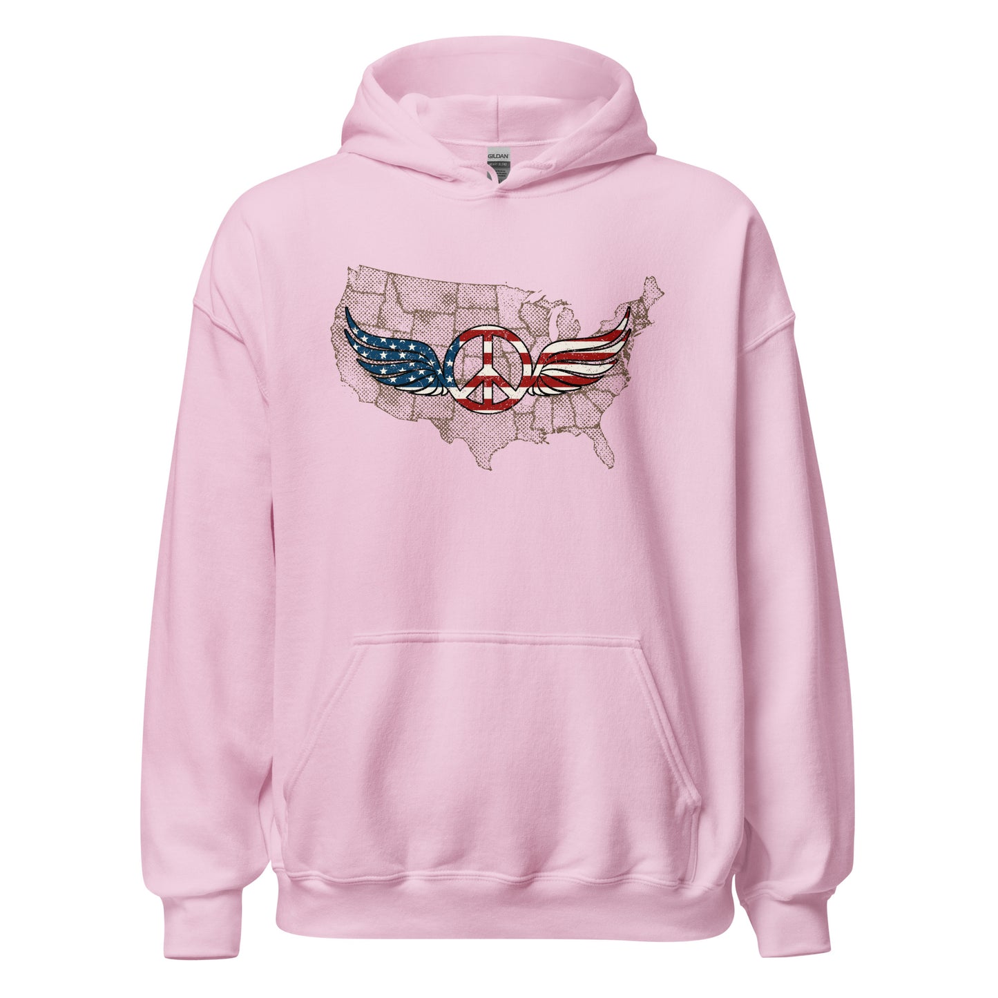 Stars And Stripes Peace Wings Sign Patriot Unisex Light Hoodie